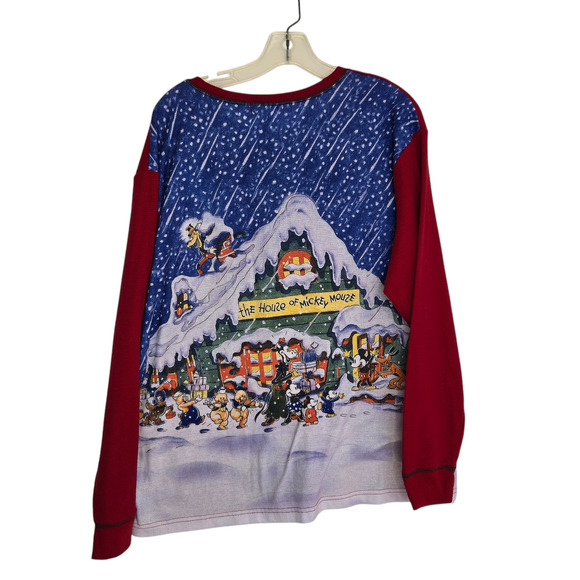 Disney Other - Disney Store Christmas Waffle Henley The House of Mickey Graphic Men Large